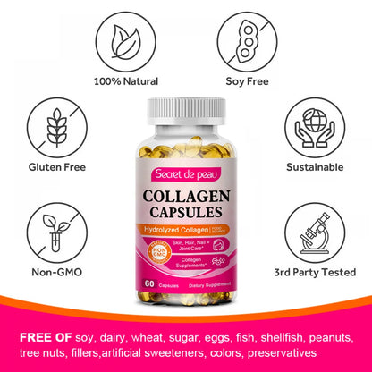 Collagen 60 Capsules | non-GMO | Skin, Hair & Nails
