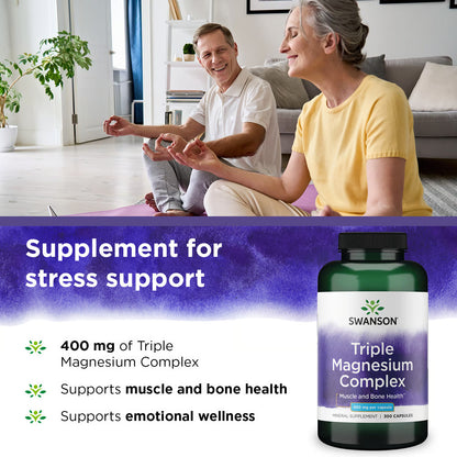 Swanson Triple Magnesium Complex, 400 Mg, 300 Capsules