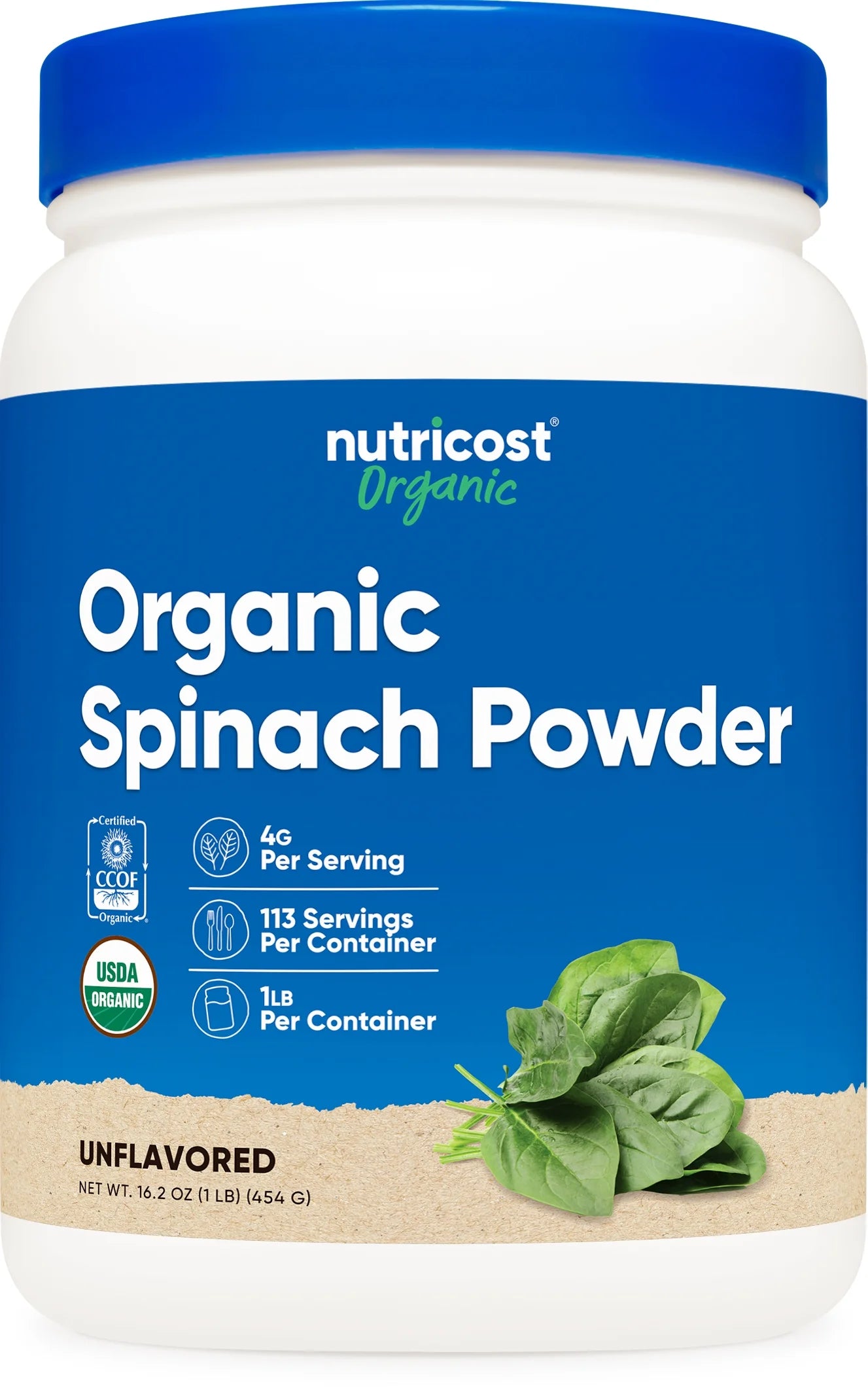 Organic Spinach Powder 1LB - Certified Organic Supplement