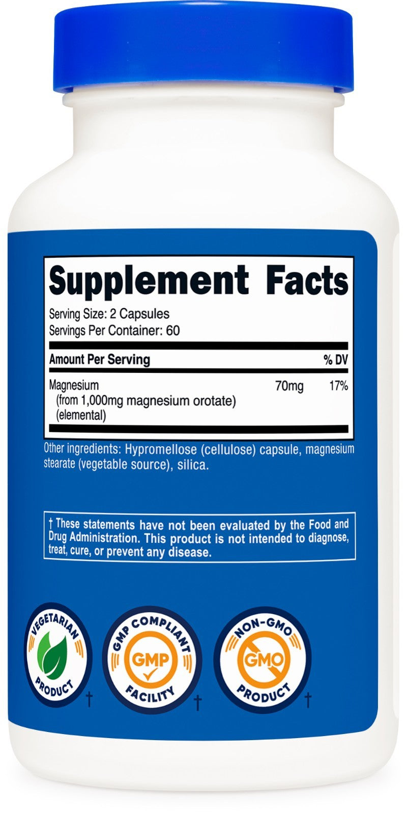 Nutricost Magnesium Orotate – 120 Capsules, Non-GMO