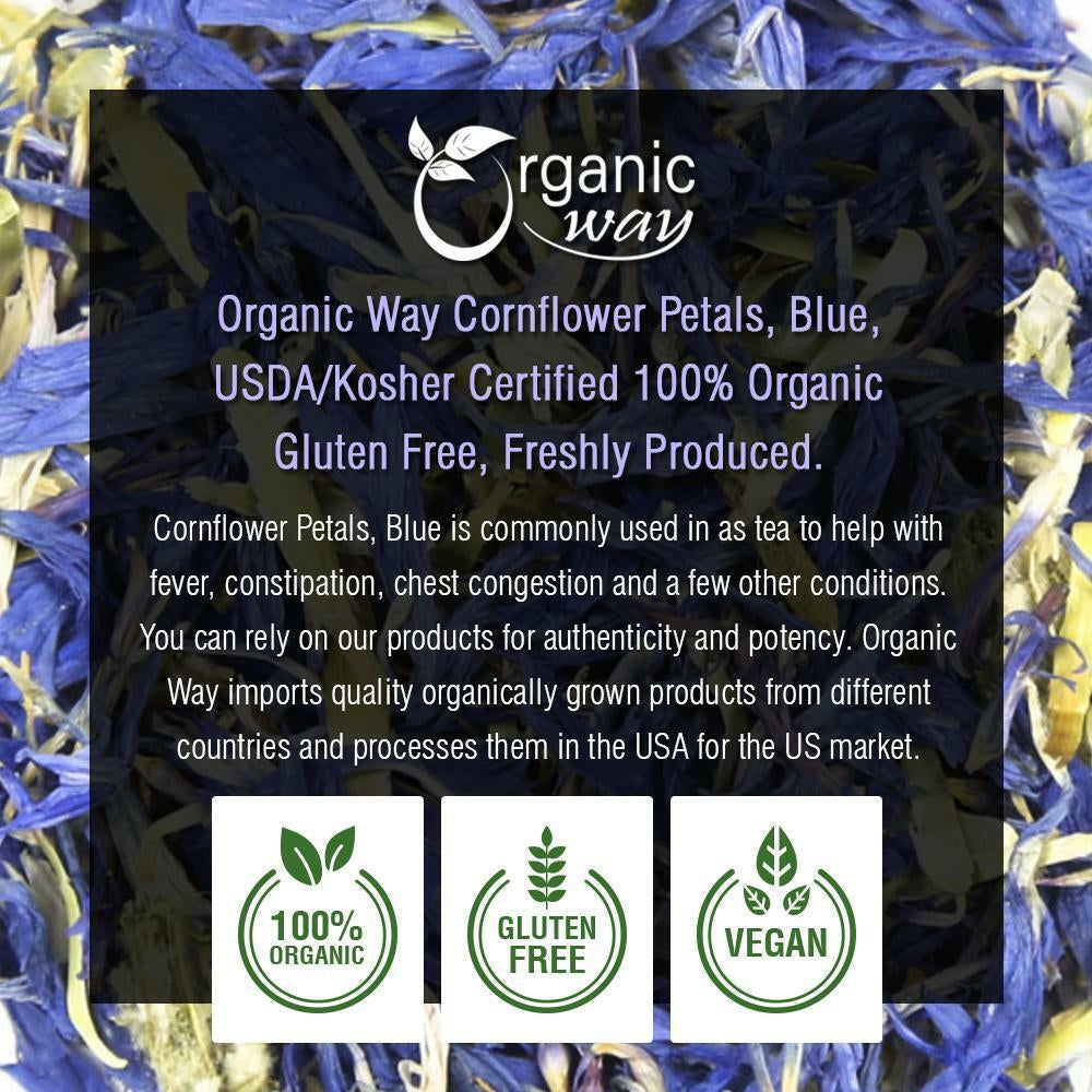 Organic Way Cornflower Petals Blue - Organic, Kosher & USDA Certified