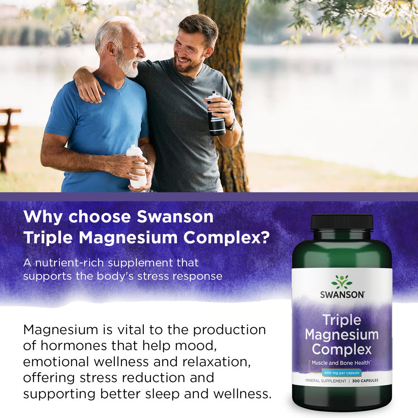 Swanson Triple Magnesium Complex, 400 Mg, 300 Capsules