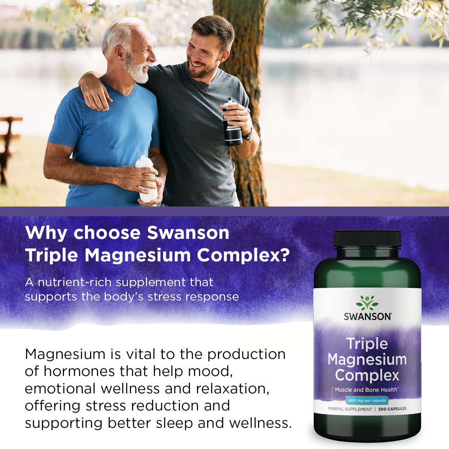 Swanson Triple Magnesium Complex, 400 Mg, 300 Capsules