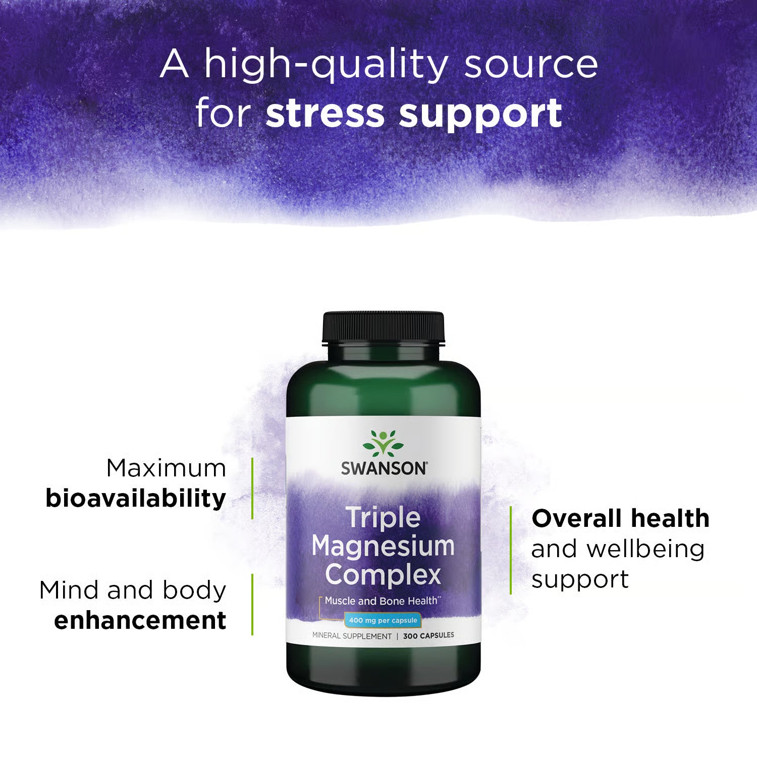 Swanson Triple Magnesium Complex, 400 Mg, 300 Capsules