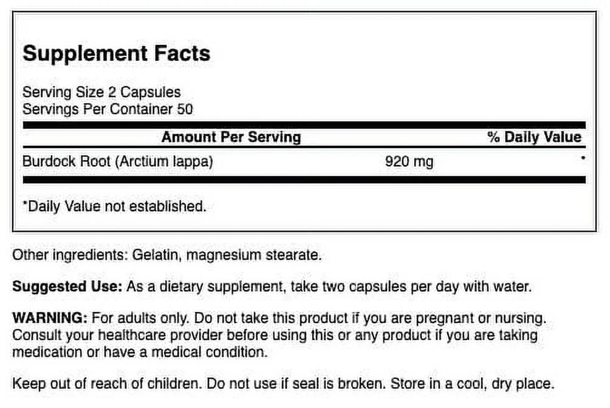 Burdock Root 460mg – 100 Capsules | Kidney, Liver & Immune Support