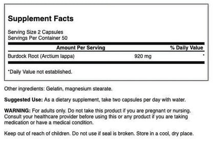 Burdock Root 460mg – 100 Capsules | Kidney, Liver & Immune Support