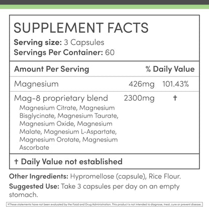 Magnesium Complex Supplement 180 Capsules 